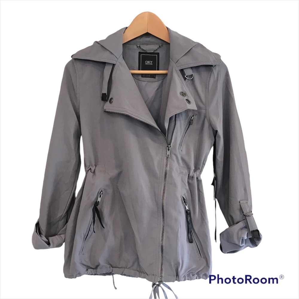 NEW Obey Propaganda Gray Moto Utility Jacket Athene Women’s S